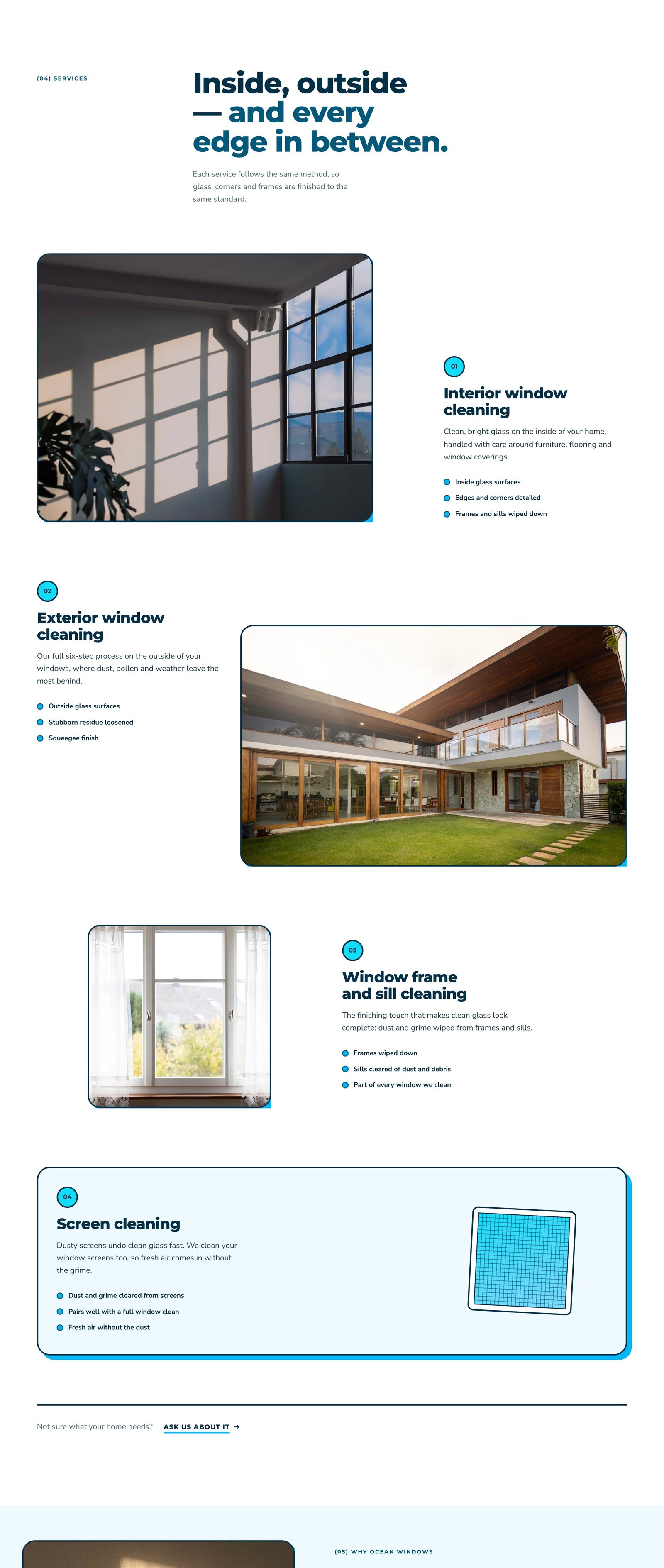 Ocean Windows services section